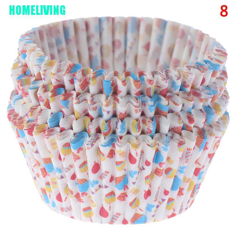 Set 100 giấy lót bánh cupcake dùng một lần họa tiết xinh xắn dễ thương