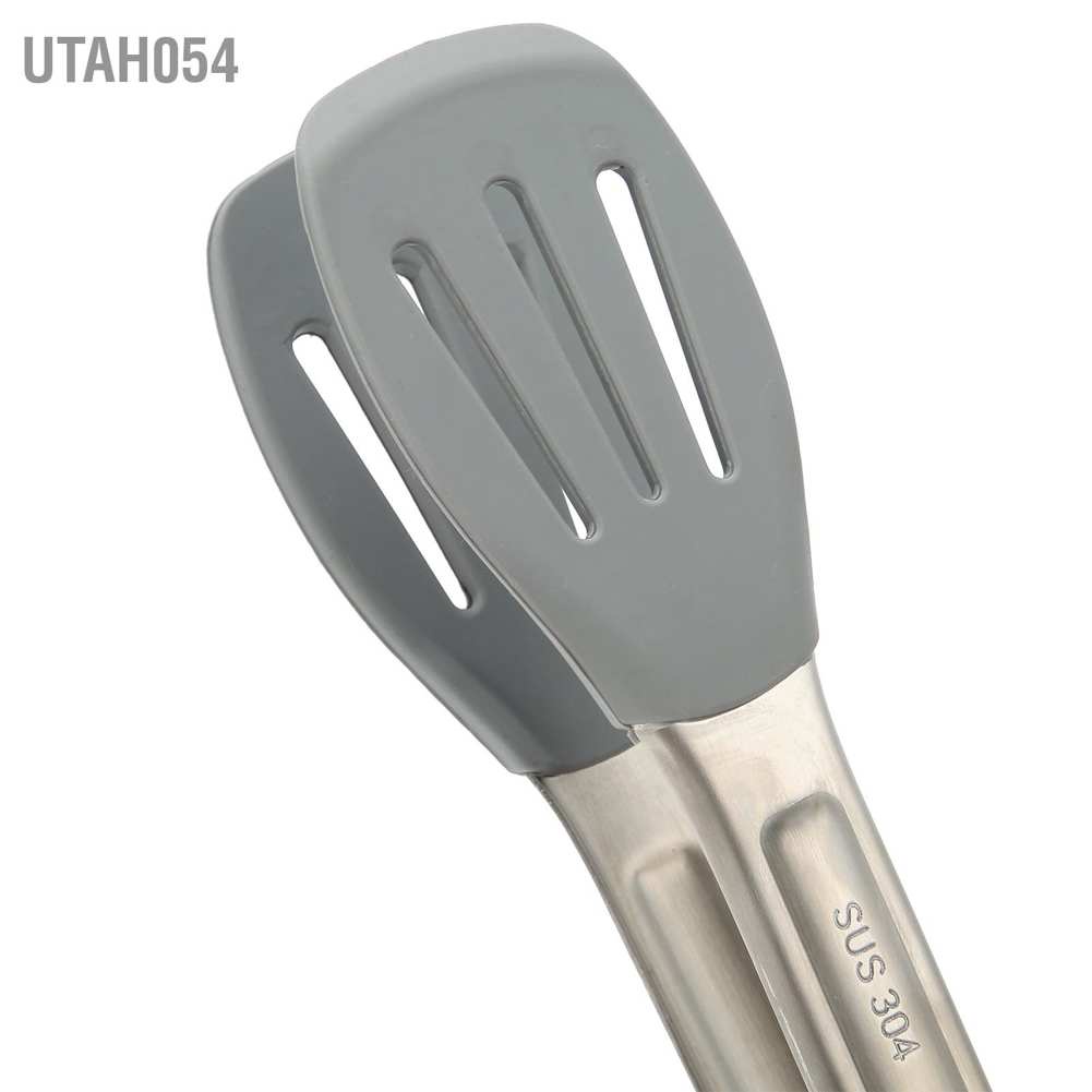 Kẹp gắp thức ăn bằng thép không gỉ và silicone có lớp chống cháy đa năng gắp bánh mì/bít tết/thịt nướng tiện dụng