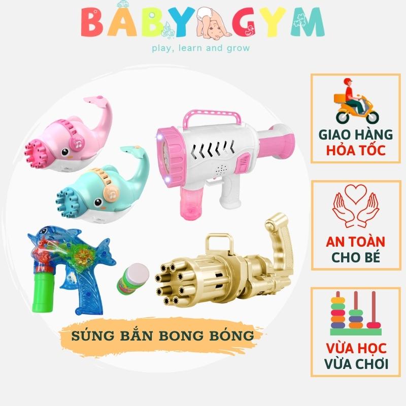 Súng bắn bong bóng xà phòng, nhiều mẫu, siêu mạnh, tặng kèm pin, máy thổi bong bóng  - BABYGYM