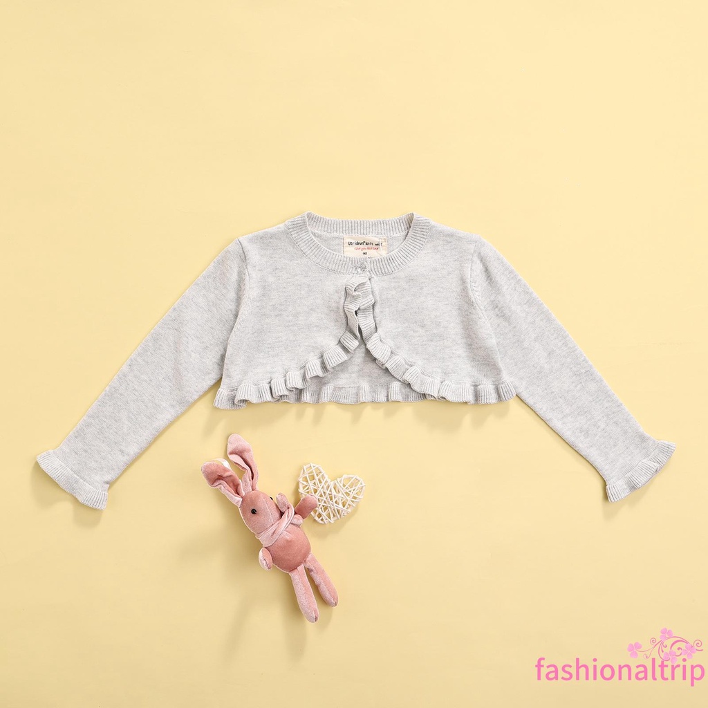 Áo Khoác Cardigan Dệt Kim Tay Dài Cổ Tròn Màu Sắc Đơn Giản Thời Trang Mùa Thu Dành Cho Bé Gái