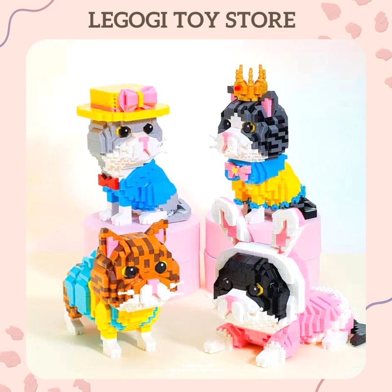 Đồ chơi xếp hình LEGOGI CÁC MẪU CHÓ VÀ MÈO NHỎ gạch nhỏ mô hình nanoblock lắp ghép thông minh
