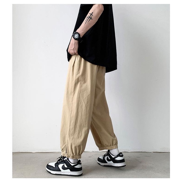 Quần Harem Mỏng Màu Xanh Navy Phong Cách Nhật Bản Thời Trang Mùa Hè Cho Nam Giới