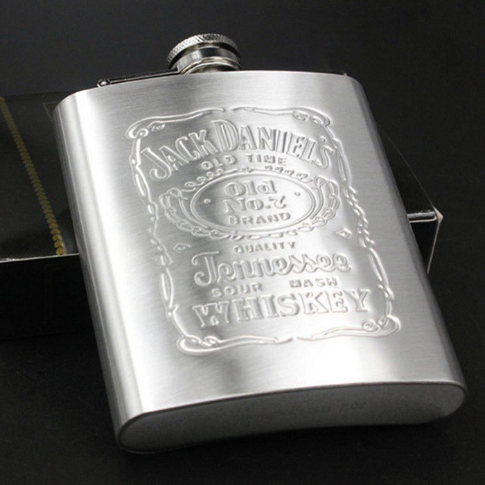 [210ML] Bình hip flask 7oz (210ml) đựng rượu bằng inox, khắc J.D độc đáo &amp; cá tính