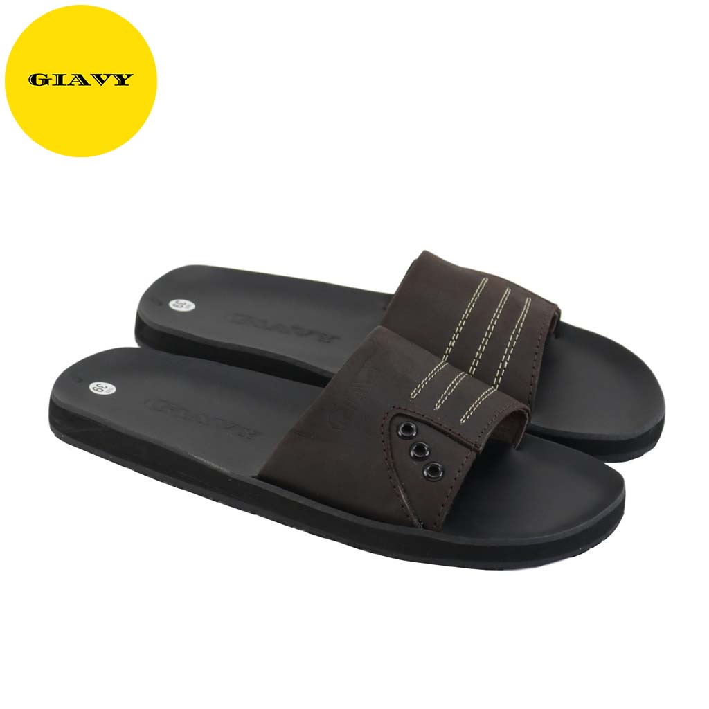 Dép da nam, dép nam quai ngang DTL450 - GIÀY GIAVY