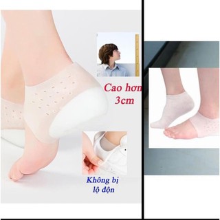 Cặp độn đế giày, đệm gót chân tăng chiều cao 3cm bằng silicon mềm, êm chân