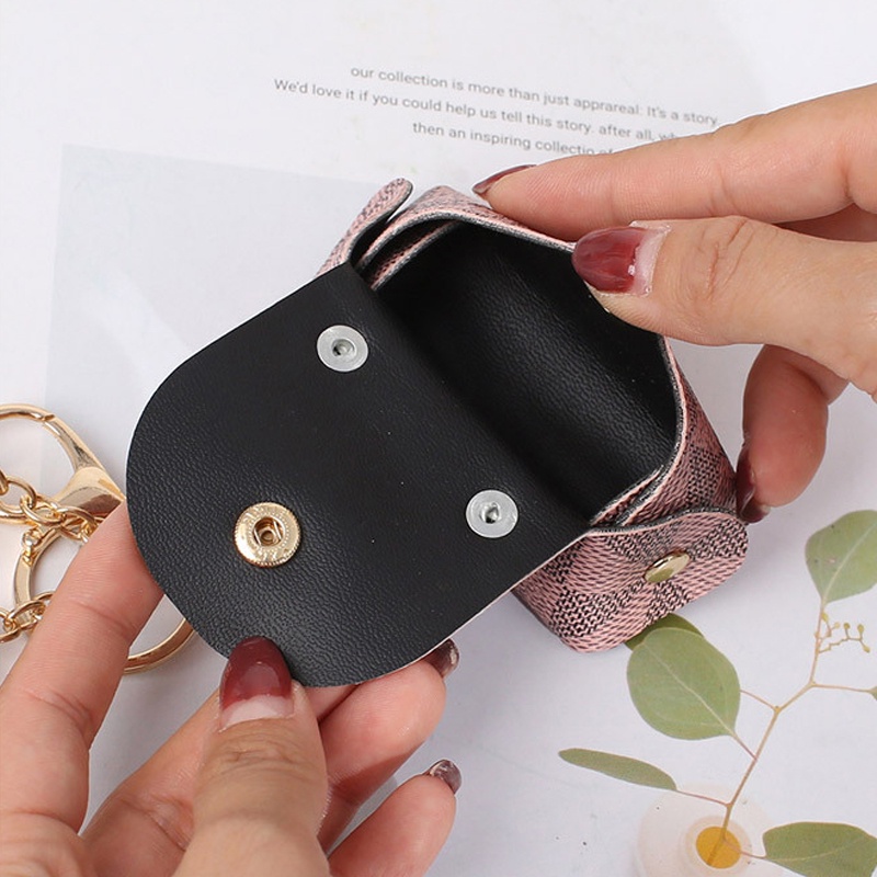 💖💖 Ví tiền mini móc khóa cài khuy bấm họa tiết thời trang vỏ bảo vệ hộp sạc bọc tai nghe da mềm airpods 1 2 3 pro 2 2022