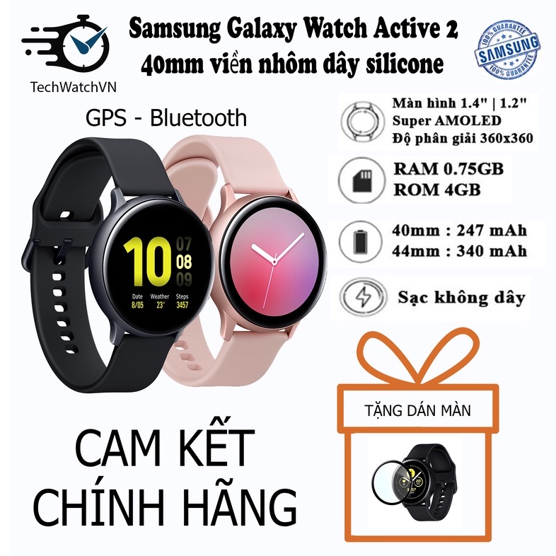 (KM Dán)Đồng Hồ Samsung Galaxy Watch Active 2 40mm,44mm viền nhôm dây silicon - Chính Hãng SSVN