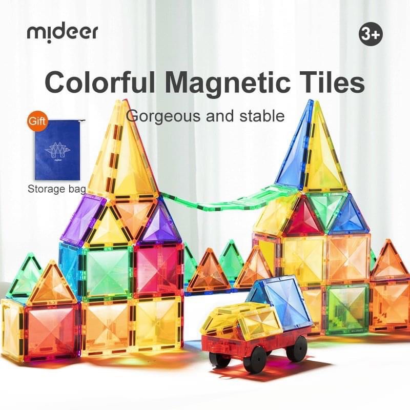 Đồ chơi xếp hình nam châm ánh sáng cầu vồng Mideer Colorful Magnetic Tiles cho bé từ 3 tuổi trở lên