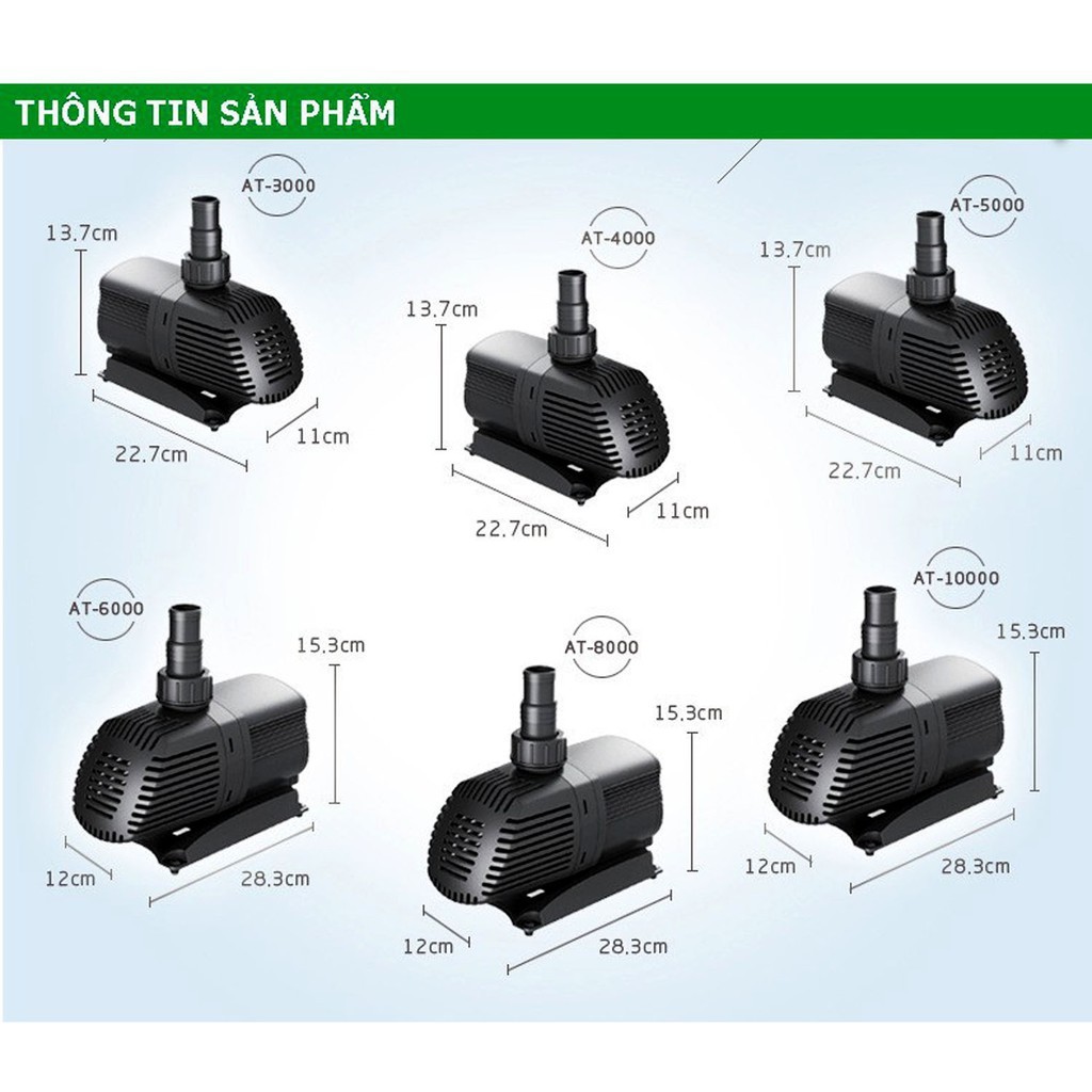 Máy Bơm Nước Atman AT-10000  - Máy Bơm Hồ Cá Tiết Kiệm Điện Và Siêu Bền