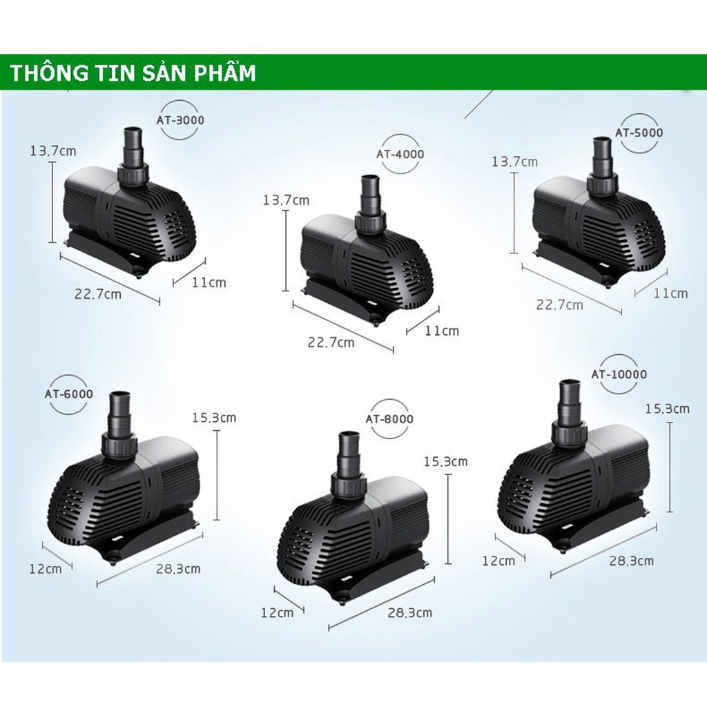 Bơm Atman AT 5000 tiết kiệm điện và siêu bền cho hồ cá