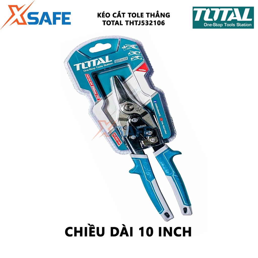 Kéo cắt tole thẳng TOTAL THTJ532106 Kéo cắt tôn dài 250mm, chất liệu hợp kim thép đặc biệt, bền bỉ - [XSAFE]
