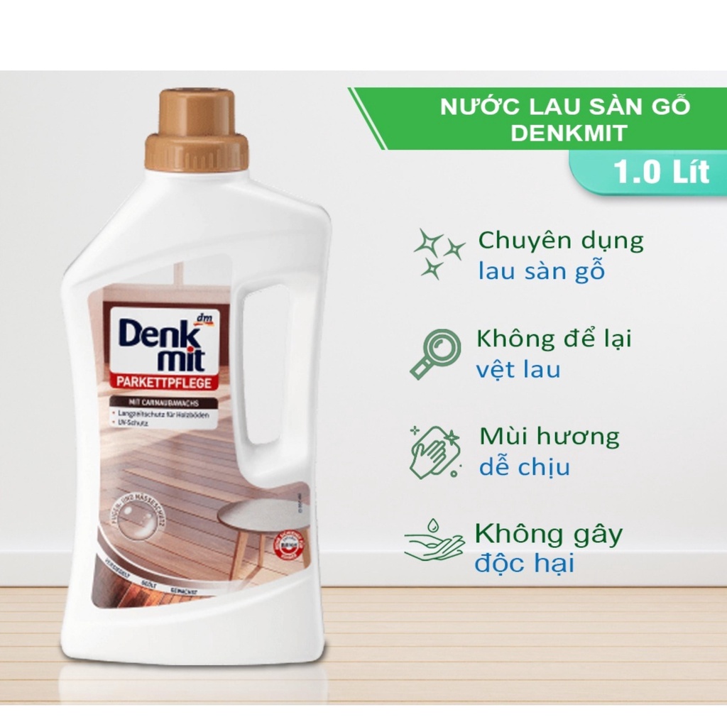 Nước lau sàn gỗ DENKMIT 1 lít giúp bảo vệ, làm sáng bóng sàn