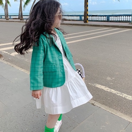 AG394 - Áo blazer kẻ sọc sz 90-140, cài cúc, thời trang hàn quốc cho bé thu đông 2022