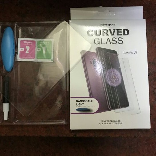 Kính cường lực keo UV cho Oppo Reno 4 Pro Full màn hình trong suốt SM