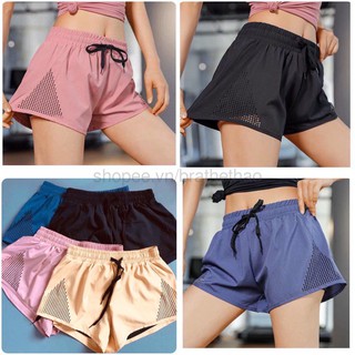 Quần short gió 2 lớp cực mát - Quần tập gym nữ chất gió đục lỗ mẫu mới (HÀNG LOẠI 1)