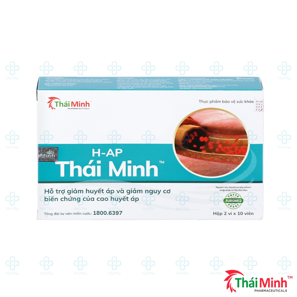 Viên Uống Hạ Áp H-AP Thái Minh - Hỗ Trợ Hạ Huyết Áp, Giảm Đau Đầu, Chóng Mặt Do Cao Huyết Áp (Hộp 20 Viên)