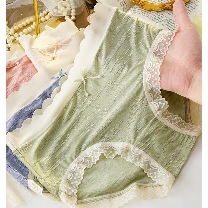 142868Quần Lót Cotton Phối Ren Dễ Thương Cho Nữ