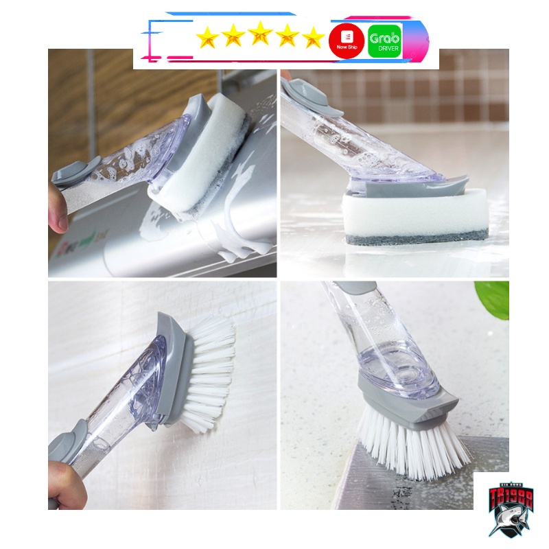 CÂY CỌ RỬA KÈM BÌNH XỊT ĐỰNG XÀ PHÒNG KÈM 2 ĐẦU CỌ ĐA NĂNG