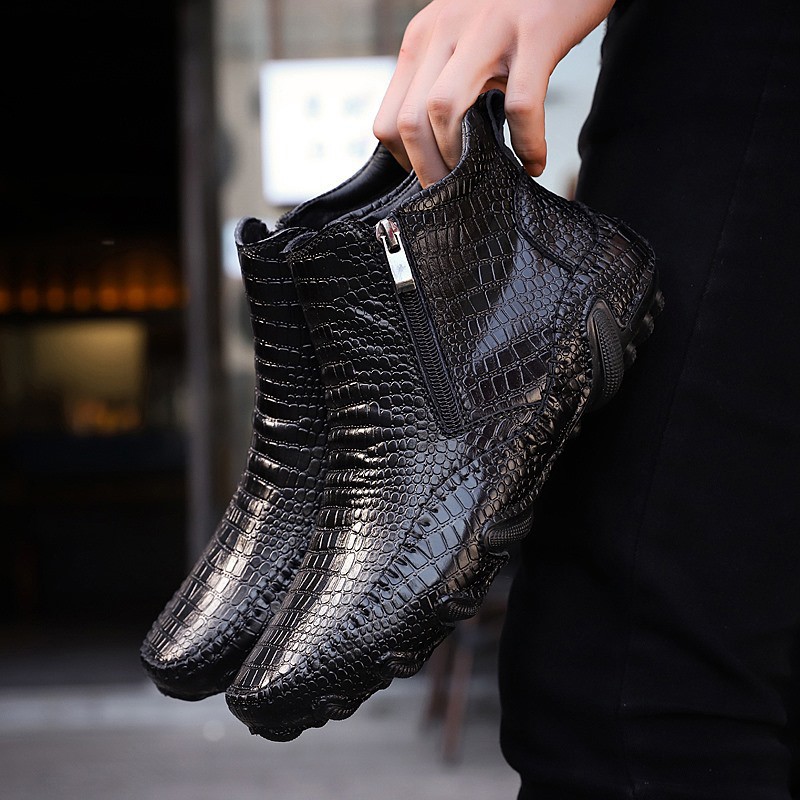 Fashionable crocodile leather patterned men's boots | BigBuy360 - bigbuy360.vn