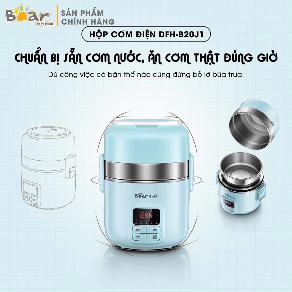 Hộp cơm cắm điện hâm nóng thức ăn Bear DFH-B20J1 - mẫu cặp lồng giữ nhiệt cắm điện thông minh nhiều tính năng có hẹn giờ