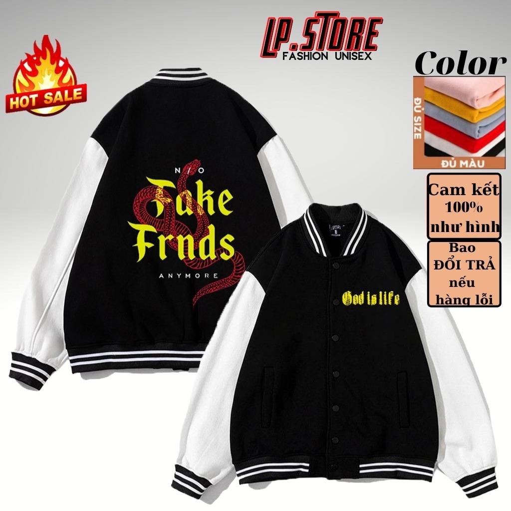 Áo Varsity Jacket SNAKE- Áo Khoác Bomber Cardigan 4 Màu SNAKE phối bo Siêu Hot ( có form rộng XL ) - LP.STORE