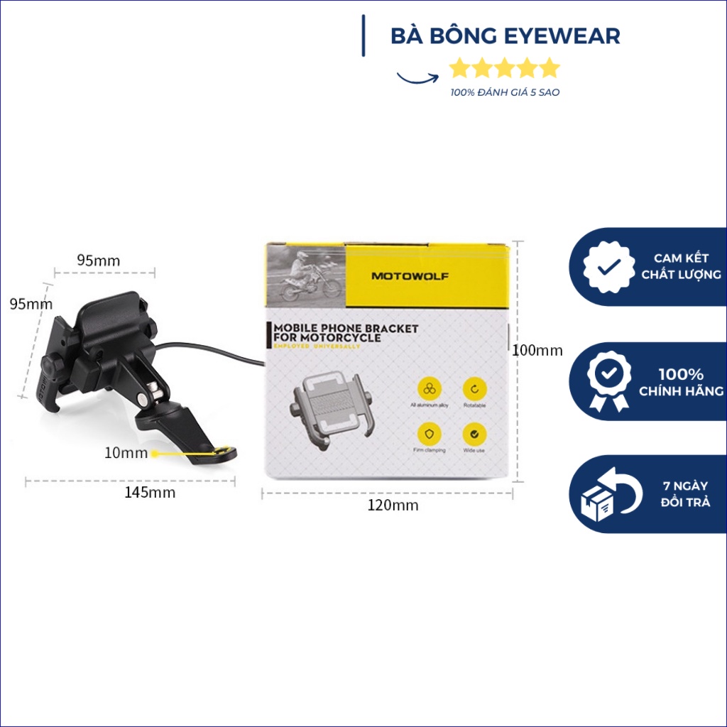 Giá kẹp điện thoại xe máy motowolf Hàng Loại 1 Cực Xịn - Chắc chắn, chống trộm