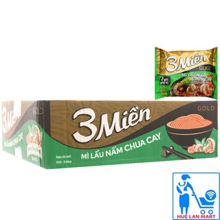 THÙNG 30 GÓI MÌ 3 MIỀN LẨU NẤM CHUA CAY (DÙNG CHAY ĐƯỢC)