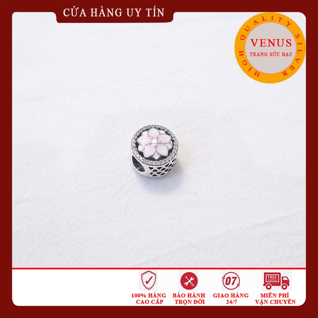 [Charm bạc 925 cao cấp] Charm hoa sen hồng- Mã sản phẩm VENUSHSH