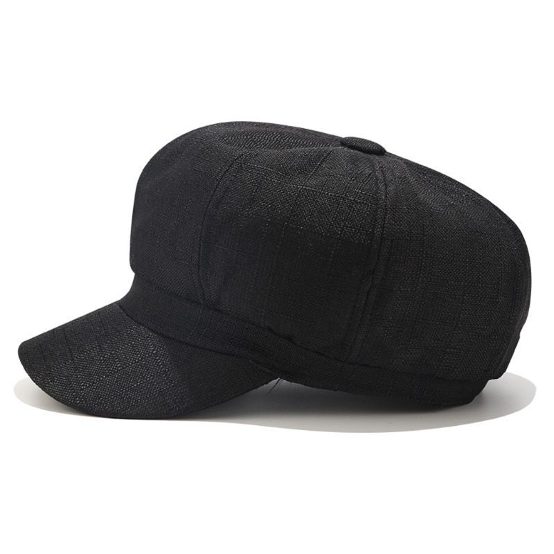 Mũ Lưỡi Trai Vải Lanh Cotton Màu Trơn Phong Cách Anh Quốc Cổ Điển Thời Trang Cho Nữ