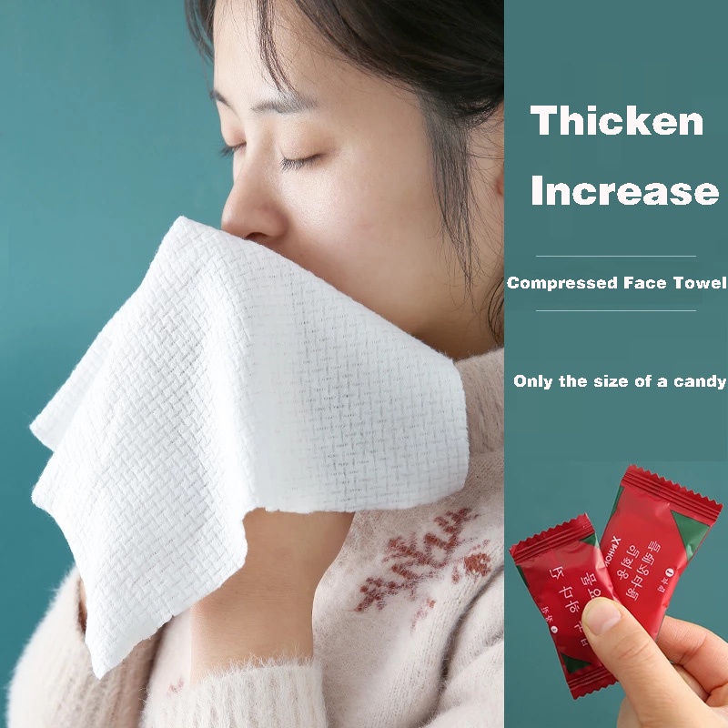 (Hàng Mới Về) Set 1 / 20 Khăn Nén Dùng Một Lần Bằng Cotton Dày Dặn Cỡ Lớn Tiện Dụng Cho Du Lịch / Cắm Trại