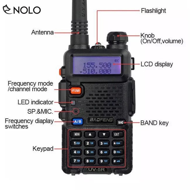 Bộ Đàm Baofeng 0678 UV-5R Có Lcd 2 Băng Tần VHF và UHF Cao Cấp Cực Chất Khoảng Cách 3-5km