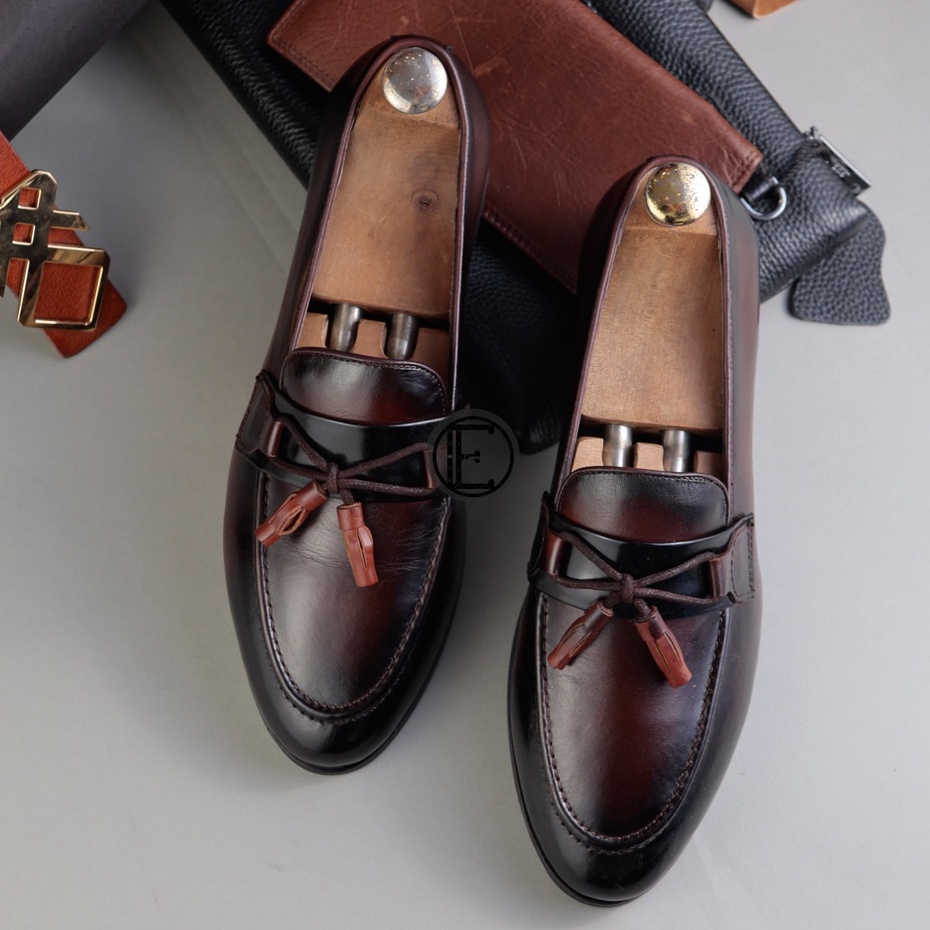 Giày lười nam cao cấp kiểu dáng Tassel Loafer da bò thật bảo hành 1 năm - Mã T33