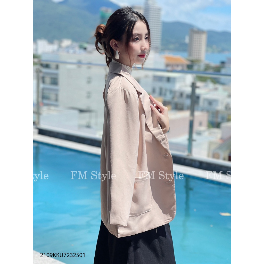 Áo khoác vest FM Style blazer công sở 2 túi 6 nút phong cách Hàn Quốc chất liệu cao cấp thời trang thanh lịch 210930098