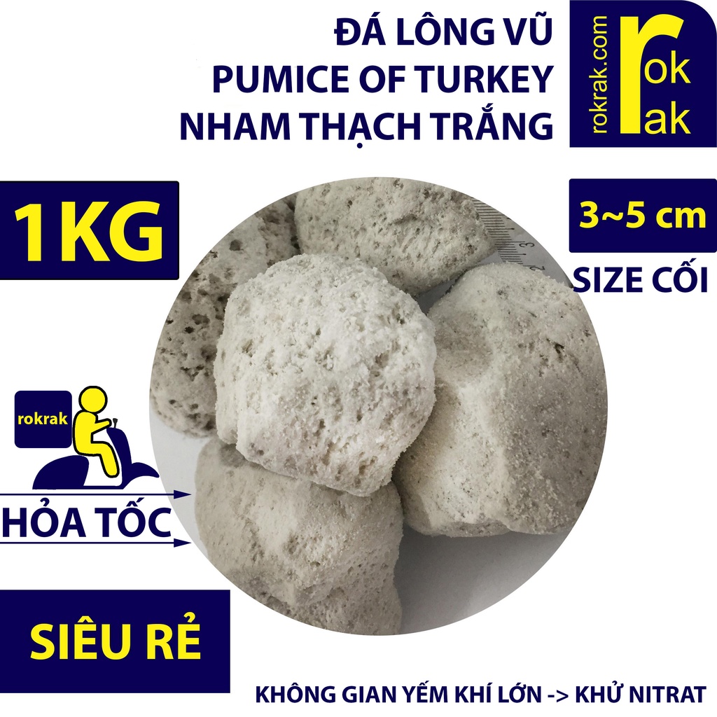 Đá lông vũ Thổ Nhỹ Kỳ 1kg size CỐI 3-5 cm Turkey Nham thạch Loại chuyên khử nitrat lọc bể cá