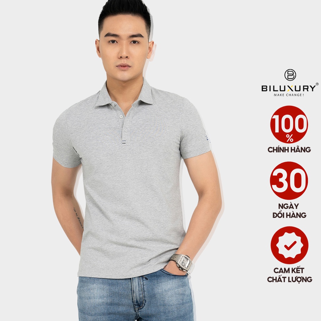 Áo polo nam Biman by Biluxury 5APCB001GHS thun có cổ công sở lịch lãm co giãn thoải mái vận động