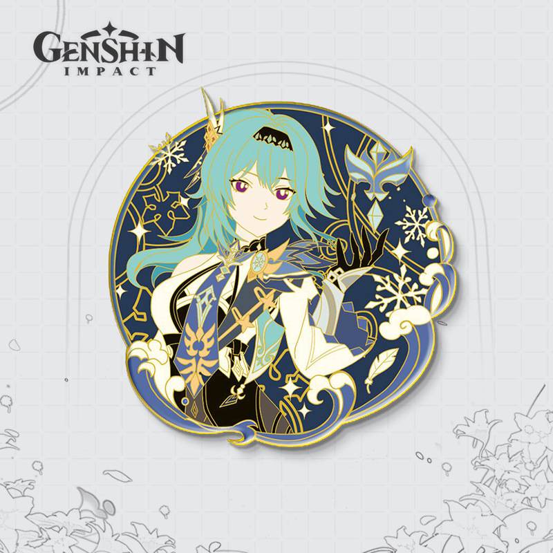 Huy Hiệu Cài Áo Bằng Kim Loại Hình Anime Eula Lumine Zhongli Hutao