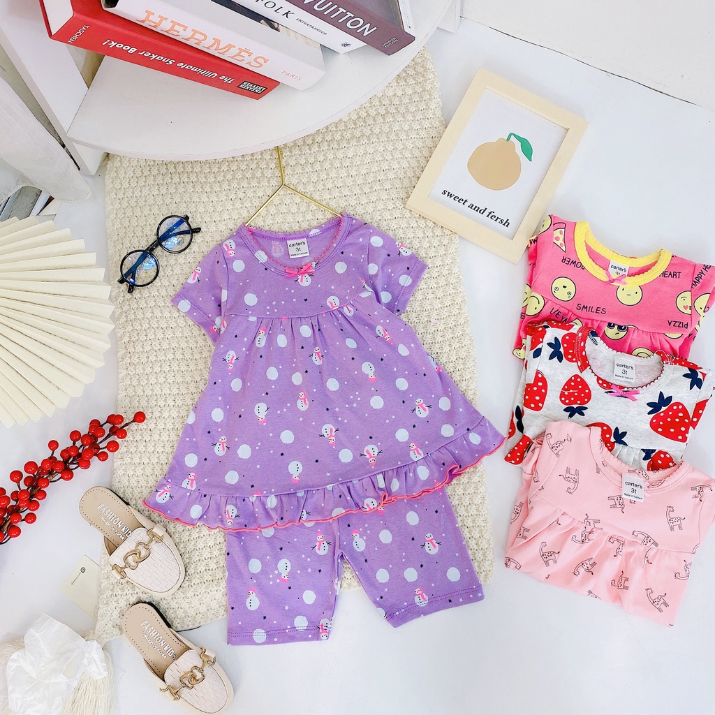 9-19kgBộ bozip xuất hè dáng babydoll bèo gấu cho bé gái - chất liệu bozip Sài Gòn cực đẹp BẢNG MÀU 2