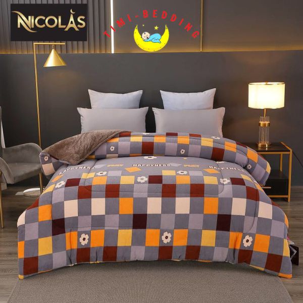 Chăn lông cừu Pháp họa tiết - Siêu ấm, nhẹ, không xổ lông - Timibedding