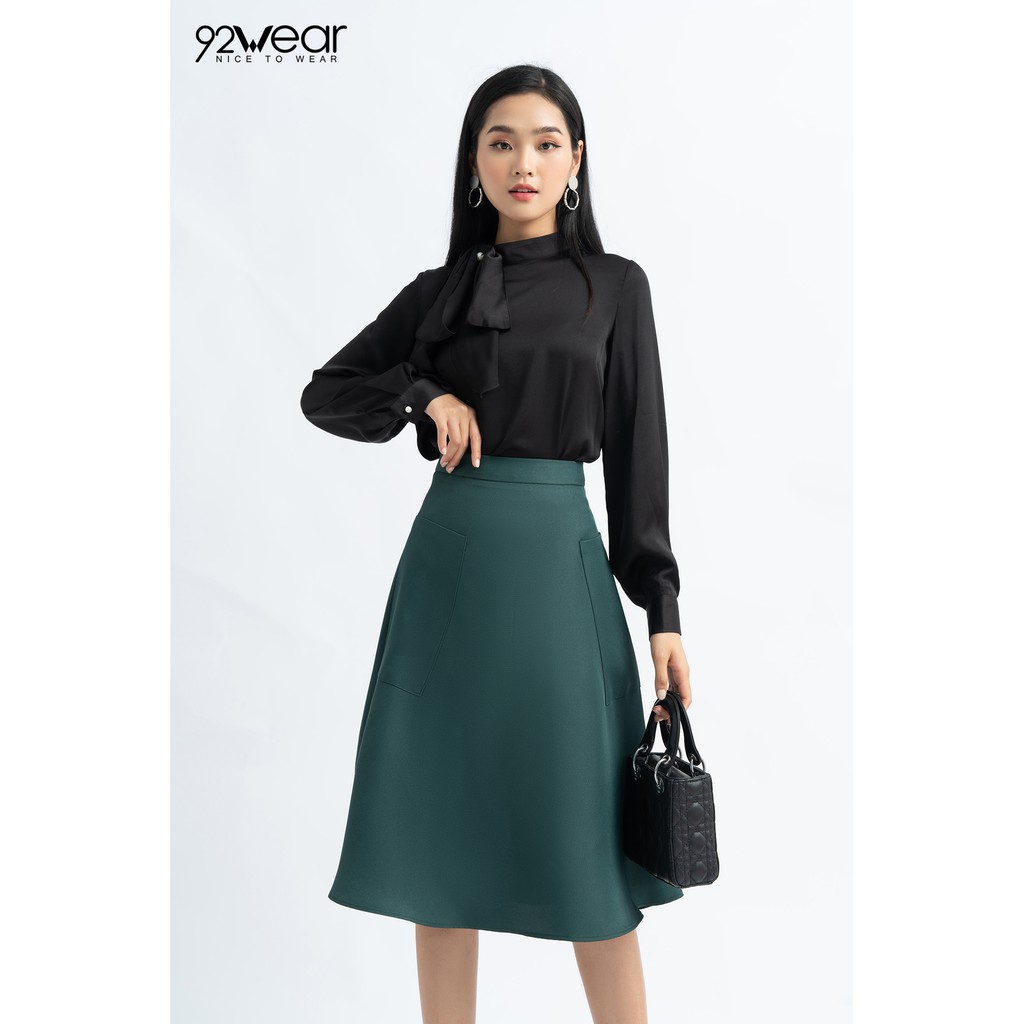 Chân váy nữ 92WEAR chất tuýt si dáng xòe ulzzang babydoll vintage chữ a thiết kế midi dài công sở trơn hàn quốc JDW0653 | BigBuy360 - bigbuy360.vn