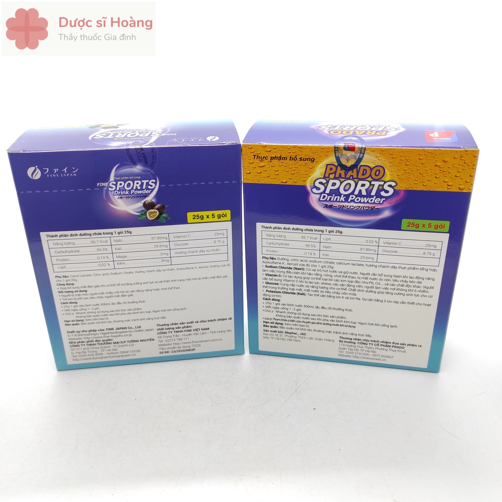 Nước Uống Bù Điện Giải - Fine Sport Drink Powder & Prado Sport Drink Powder