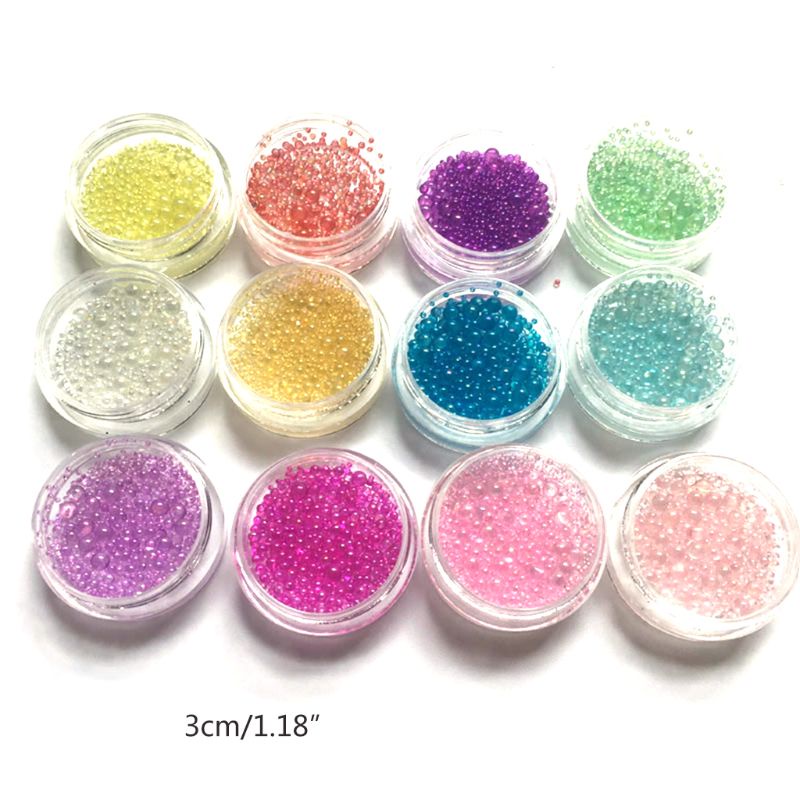 Set 12 Hộp Hạt Nhựa Bong Bóng 12 Màu Sắc Dùng Làm Đồ Trang Sức Diy
