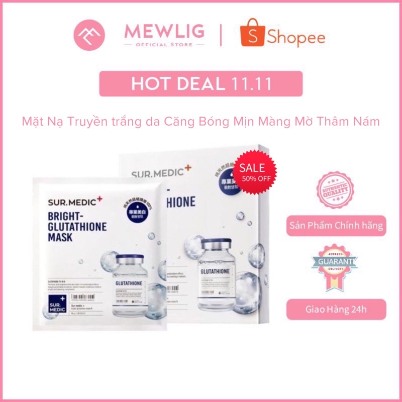 Mặt nạ Sur.Medic Bright Glutathione Mask kích trắng cấp ẩm phục hồi da yếu