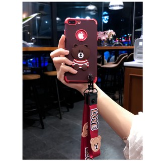 Ốp lưng iphone Gấu 3D (kèm 2 dây đeo dài & ngắn)