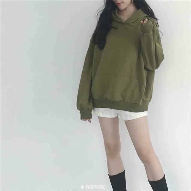 Áo hoodie nỉ dài tay trơn nam nữ 🍒FREESHIP🍒 áo đông xuân dáng rộng unisex đen trắng hồng xanh