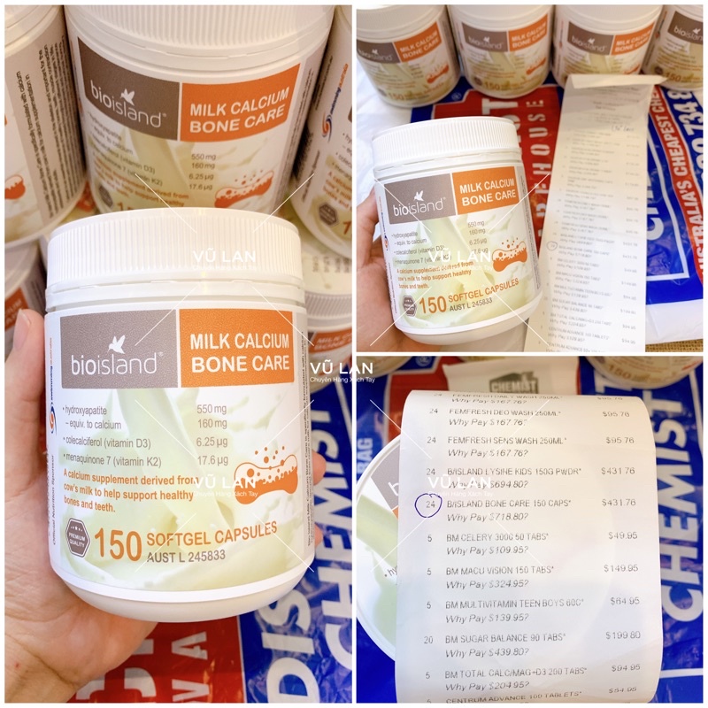 Canxi sữa hữu cơ  Bioisland Milk Calcium Bone Care, Úc, từ 12 tuổi