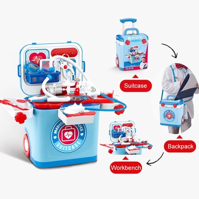 Bộ đồ chơi thiết bị y tế kèm vali đựng, kéo tiện lợi có nhạc và ánh sáng, giáo dục bé về công việc của bác sĩ- KAVY