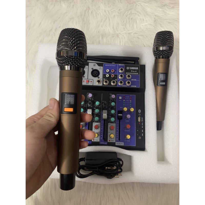 combo thu âm F4 pro kèm hai mic không dây âm thanh cực hay