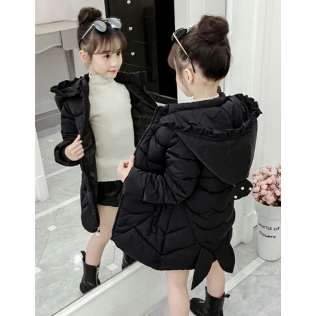 Áo phao dáng dài phong cách xứ Hàn bé gái