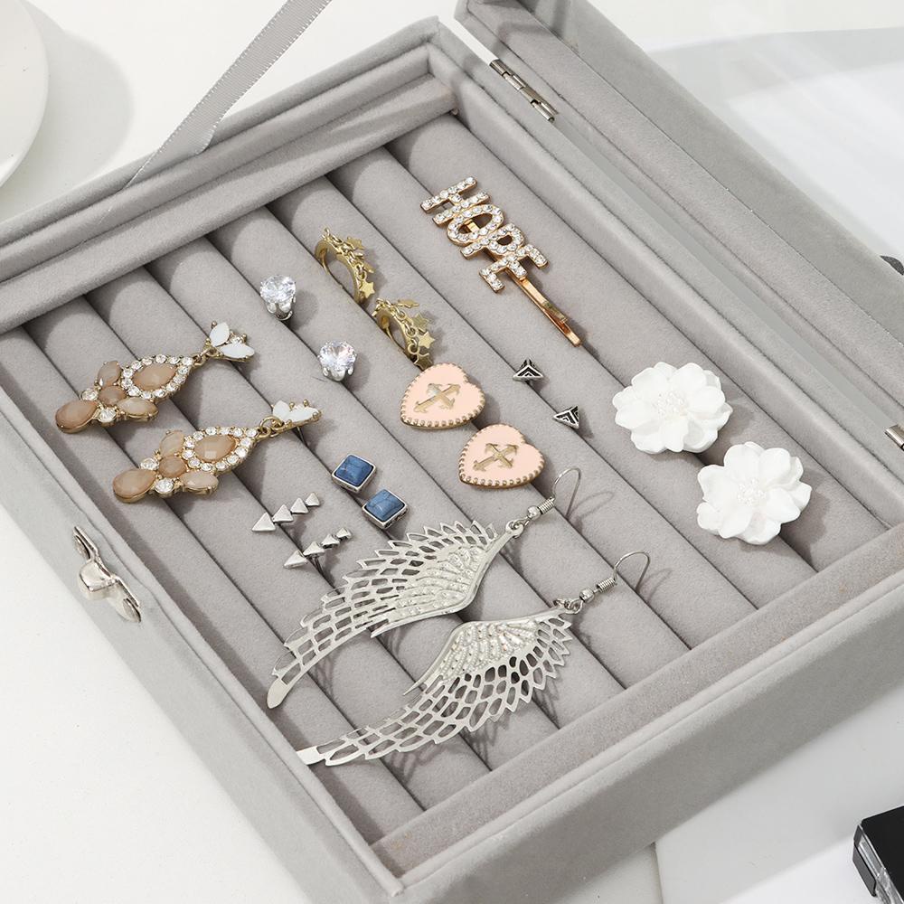 Hộp Đựng Nhẫn Bằng Nhung Mềm Mại Màu Xám 1 Cái