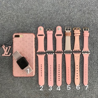 Combo dây đeo Apple watch và ốp lưng iPhone, màu hồng LV cực đẹp